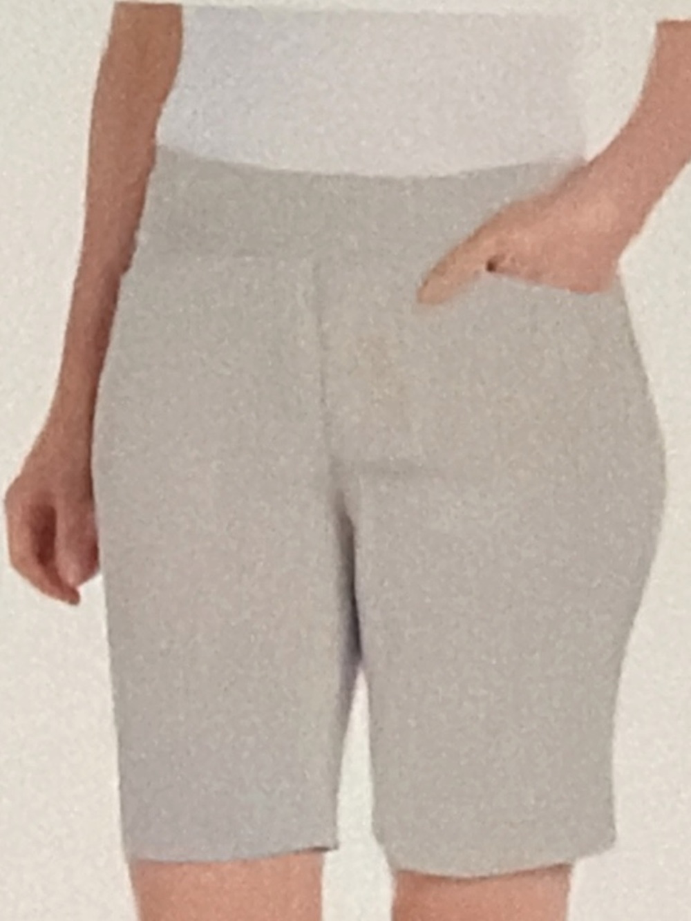 Hilary Radley Light Gray Pull-On Bermuda Shorts